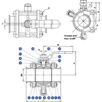 Inline Industries Sanitary Ball Valve, 307F